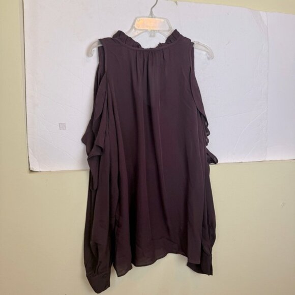 Parker Marjorie Silk Ruffles Boho Balloon Sleeves Shoulder Blouse Top V Neck S - Picture 3 of 16